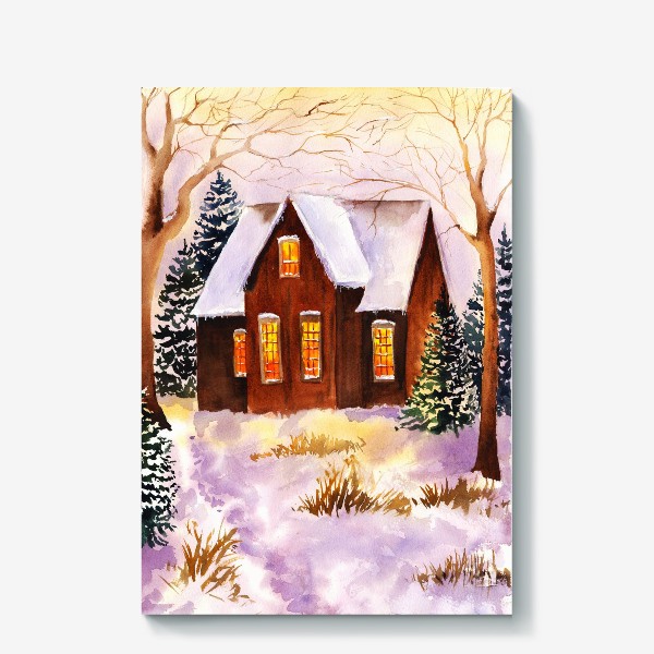 Холст «Зимняя сказка Зимний дом Рождество Новый год»