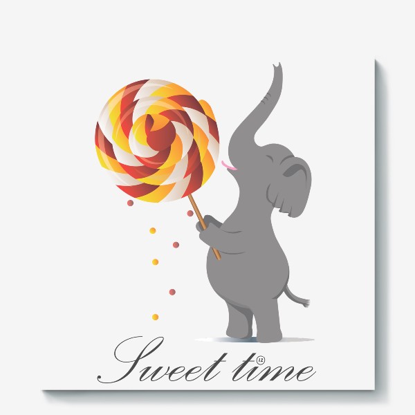 Холст «Sweet time (Слон и леденец)»