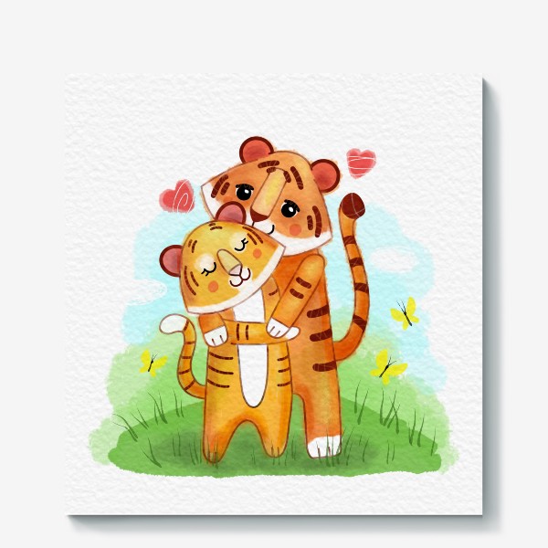 Холст «Влюблённые тигры»