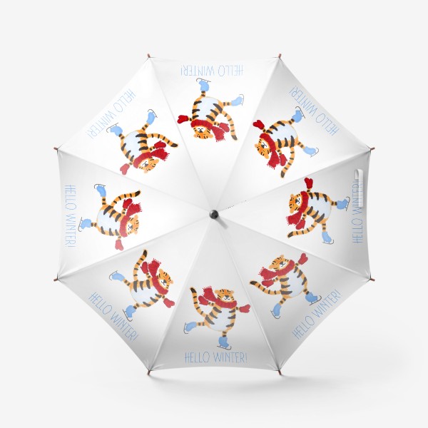 Зонт «Тигр на коньках, символ 2022 года»