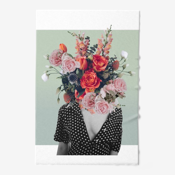 Полотенце «Коллаж - Девушка и цветущий букет»