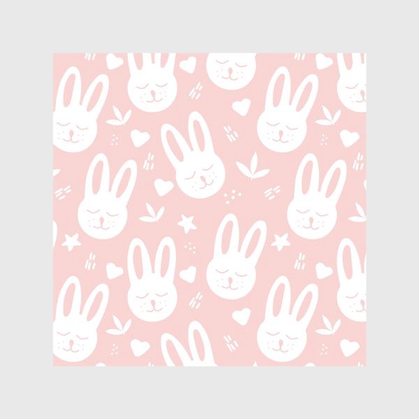 Шторы «милые белые кролики на розовом»
