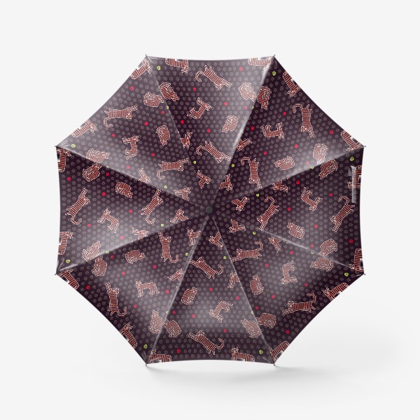 Зонт «ТИГР в конфетти на фиолетовом фоне»