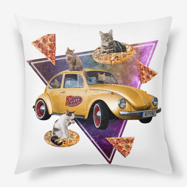 Подушка «Коллаж - Пицца Котики»