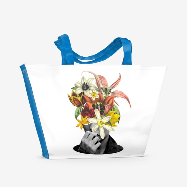 Пляжная сумка «Коллаж - Цветы это мысли»