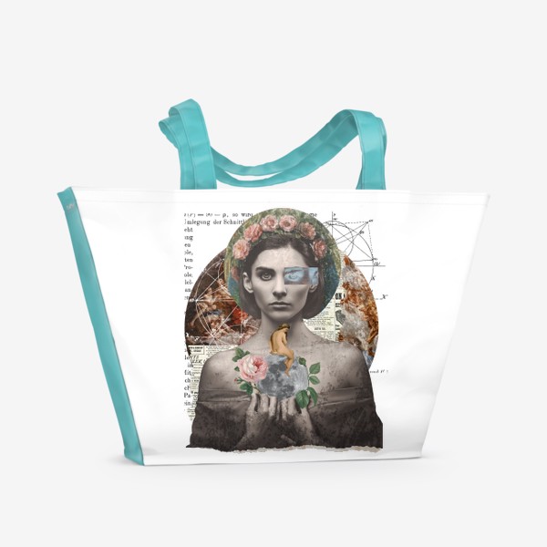 Пляжная сумка «Коллаж - Готическая леди в стиле Дадаизм»