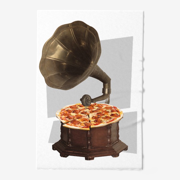 Полотенце «Коллаж - Пицца Граммофон »