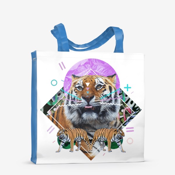 Сумка-шоппер «Коллаж - Тигр с абстрактными формами»