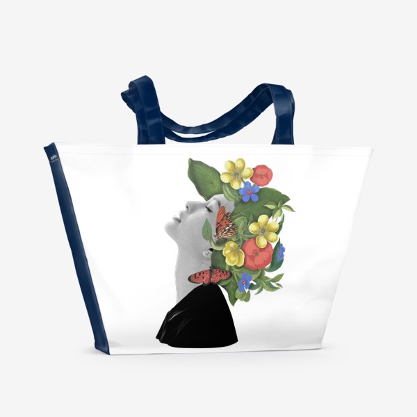 Пляжная сумка «Коллаж - Люди и цветы»