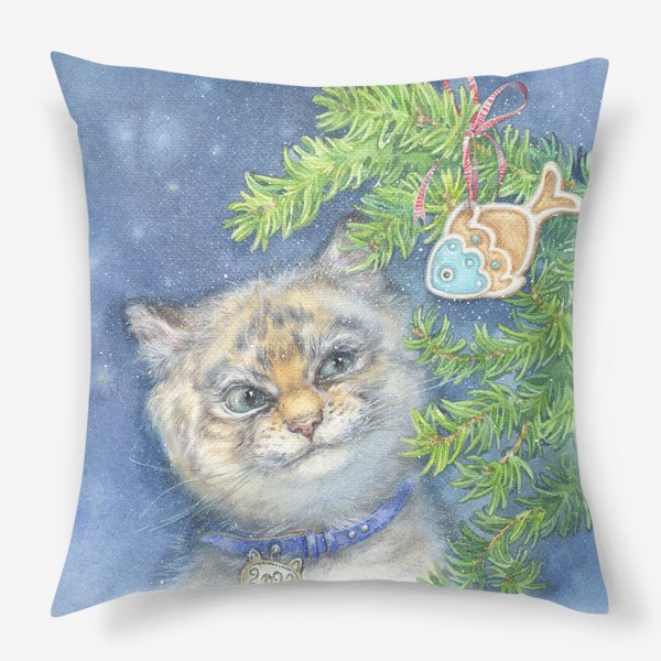 Подушка «Кот и елка »
