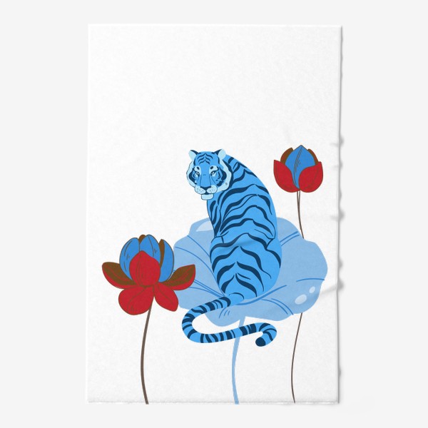 Полотенце «Водный голубой тигр на листе лотоса»