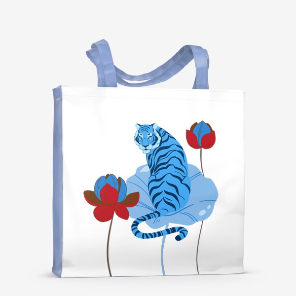 Сумка-шоппер «Водный голубой тигр на листе лотоса»
