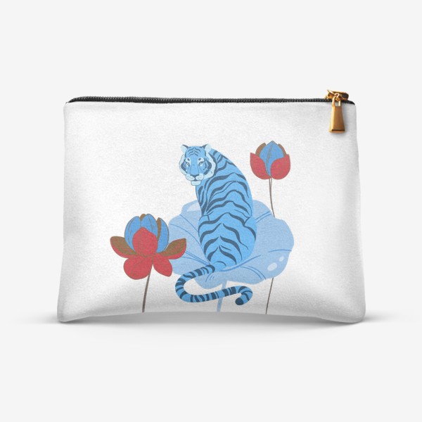Косметичка «Водный голубой тигр на листе лотоса»