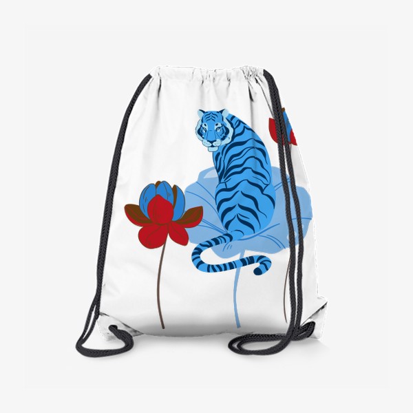 Рюкзак «Водный голубой тигр на листе лотоса»