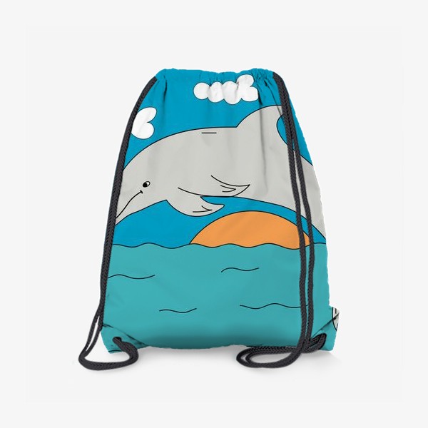 Рюкзак «Детская иллюстрация, где дельфин прыгает в море»