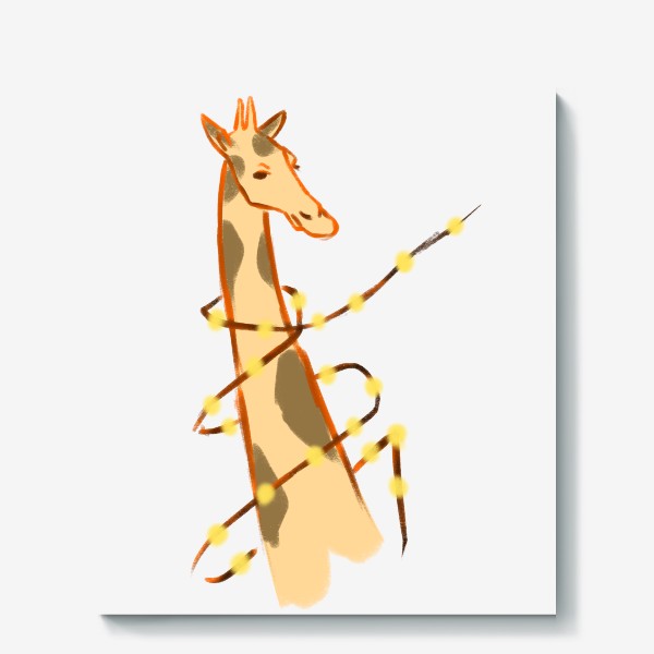 Холст «Новогодний жираф»