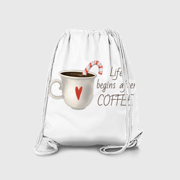 Рюкзак &laquo;Кофе, какао, в подарок кофеману. Зависимый от кофе. Новый год, конфета, сладости, Рождество, утро, сердечко, жизнь&raquo;