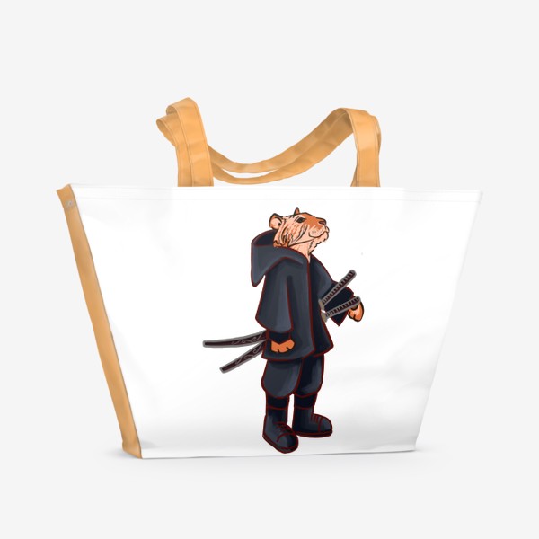 Пляжная сумка «Тигр-самурай»