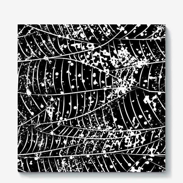 Холст «чёрно-белые абстрактные листья»
