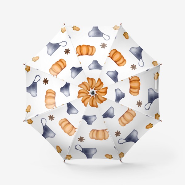 Зонт «Уютная осень, специи, тыквы, чай, чаепитие, желуди»