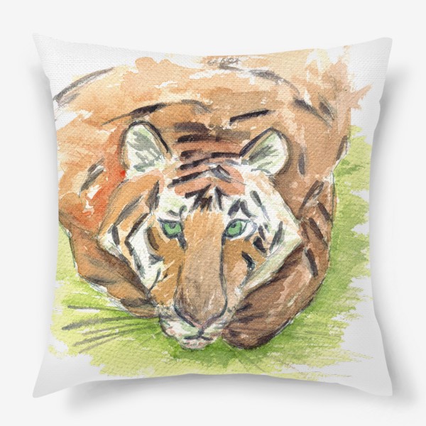 Подушка «Тигр с зелёными глазами»