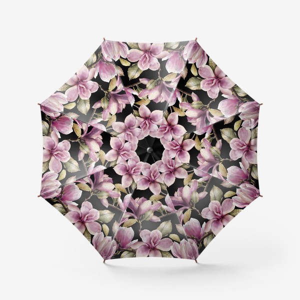 Зонт «цветущие ветви магнолий на черном»