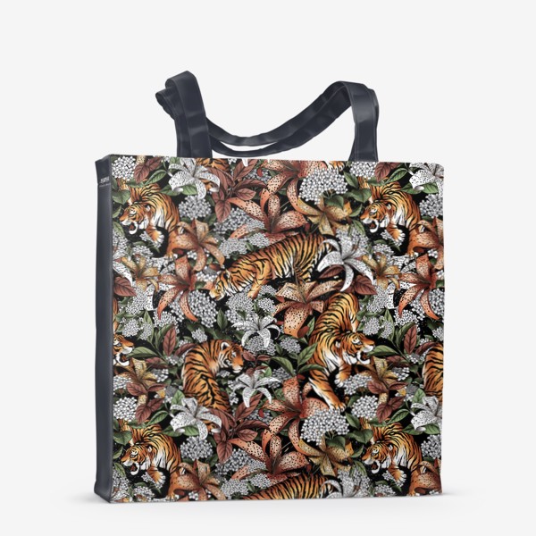Сумка-шоппер «Тигры и цветы»