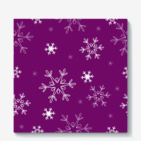 Холст &laquo;Снежинки на фиолетовом фоне. Новогодний принт&raquo;