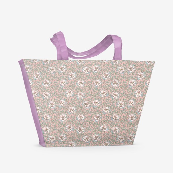 Пляжная сумка «Маленькие розовые розы.Розовый цветочный узор для девушки.»