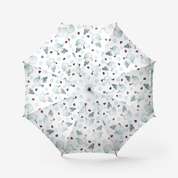 Зонт «Снеговик со снегирем»