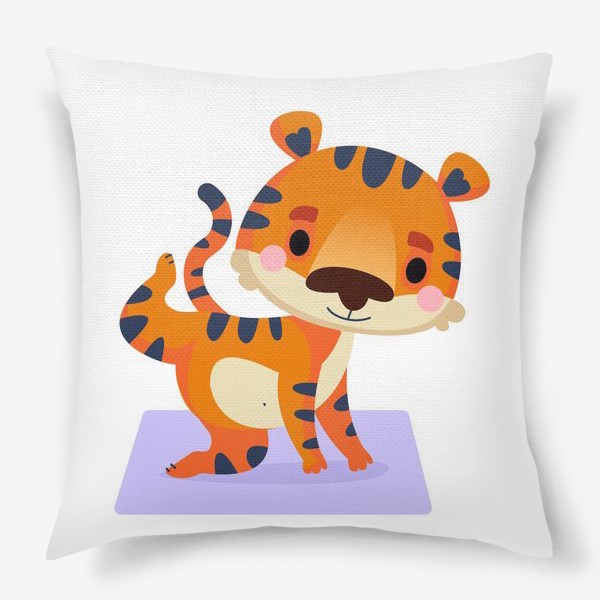 Подушка «Тигр на коврике для йоги»