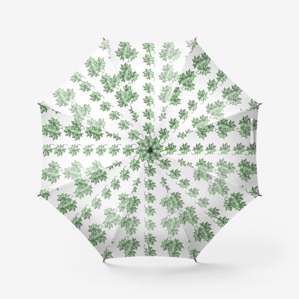 Зонт «паттерн зеленые листья на белом фоне акварелью»