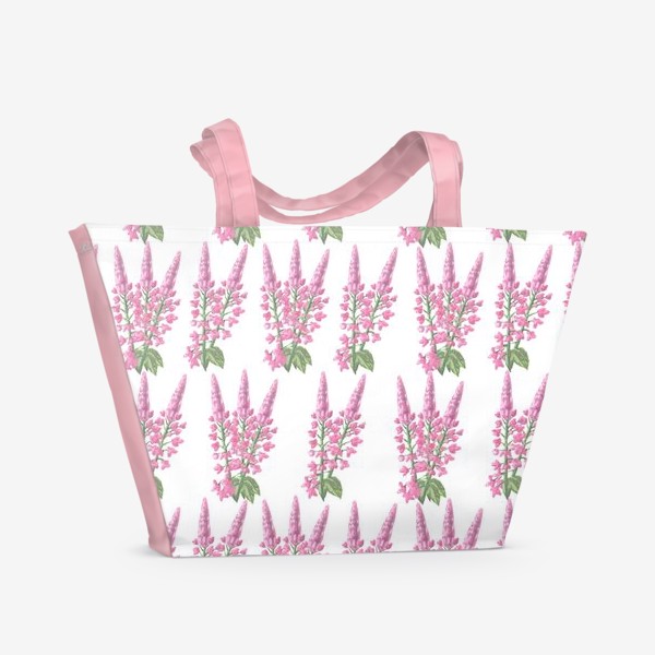 Пляжная сумка «бесшовный паттерн розовые цветы акварелью»