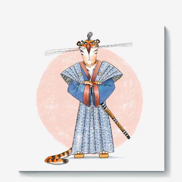 Холст «Тигр-самурай, символ 2022»