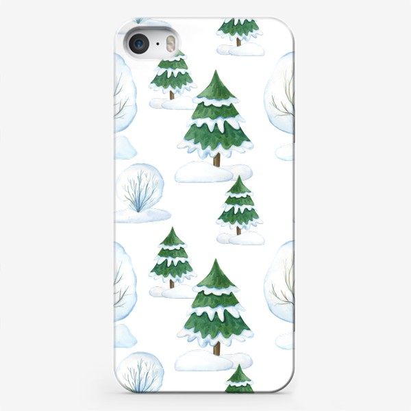 Чехол iPhone &laquo;Снежные деревья, елочки&raquo;