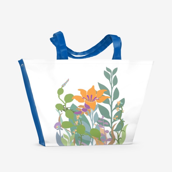 Пляжная сумка «Оранжевый цветок в дикой траве.»
