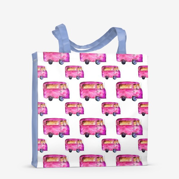 Сумка-шоппер &laquo;Vintage pink bus pattern / Ретро розовый автобус&raquo;