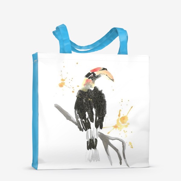 Сумка-шоппер «тукан, тропическая птица, акварель с брызгами»
