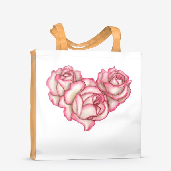 Сумка-шоппер «Сердце из роз. Розовые розы. Любовь. Любимой жене, девушке, маме. День влюбленных»