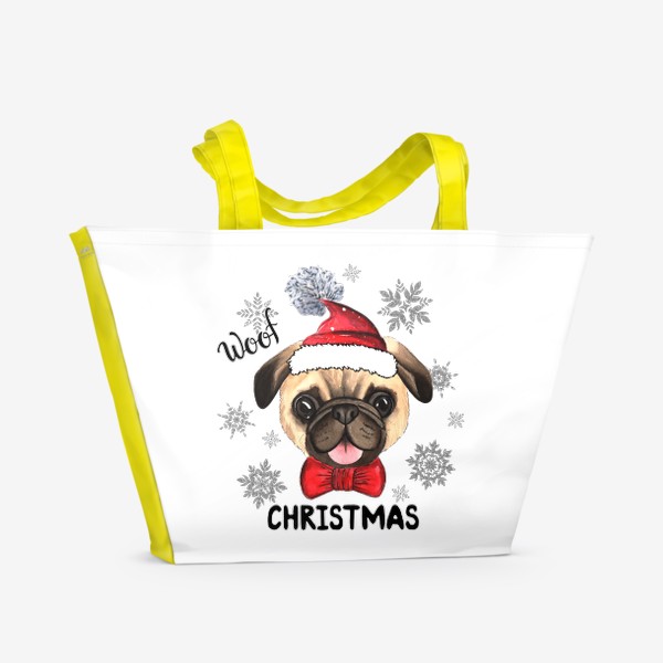 Пляжная сумка «Рождественский мопс»