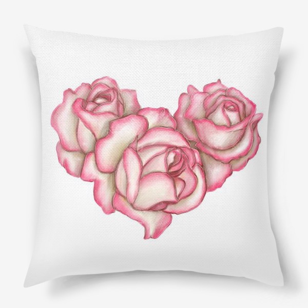 Подушка «Сердце из роз. Розовые розы. Любовь. Любимой жене, девушке, маме. День влюбленных»