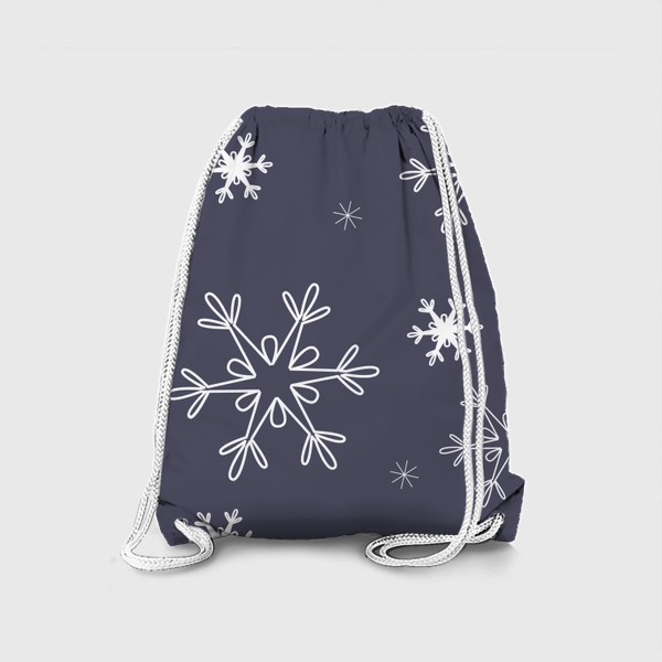 Рюкзак «Снежинки на сером фоне. Бесшовный паттерн»