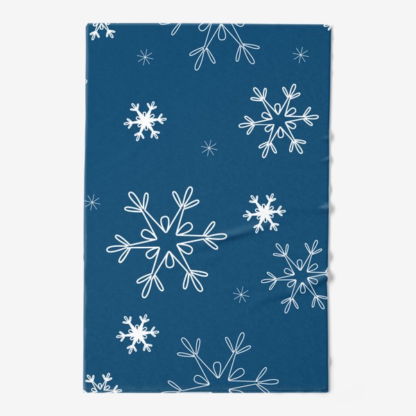 Полотенце &laquo;Снежинки на синем фоне. Новогодний принт&raquo;