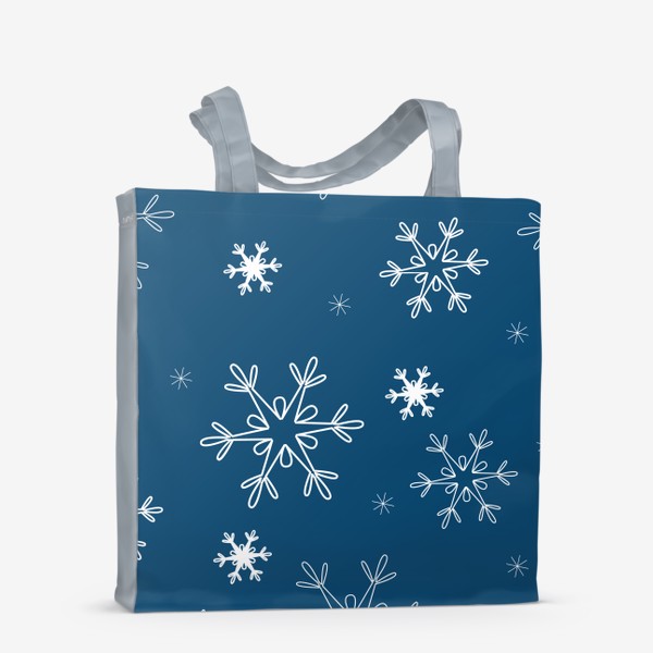 Сумка-шоппер «Снежинки на синем фоне. Новогодний принт»