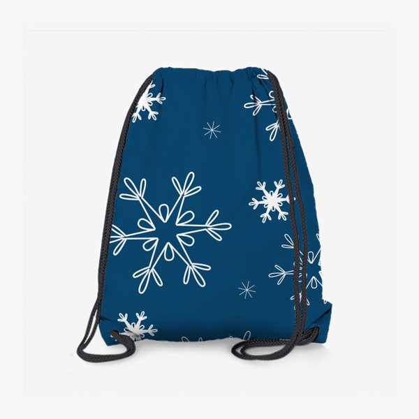 Рюкзак «Снежинки на синем фоне. Новогодний принт»