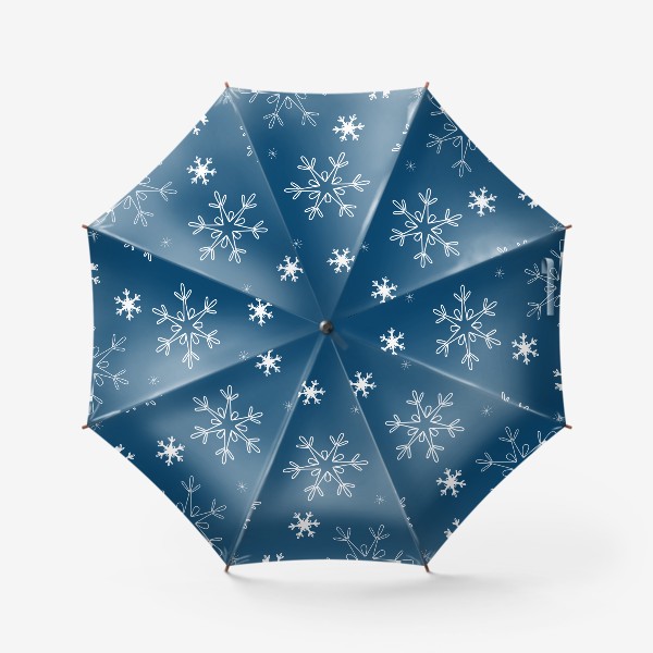 Зонт «Снежинки на синем фоне. Новогодний принт»
