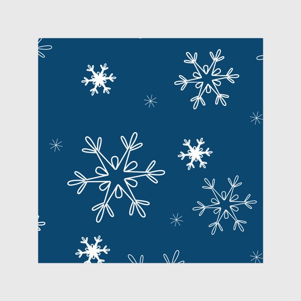 Шторы «Снежинки на синем фоне. Новогодний принт»