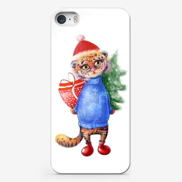 Чехол iPhone «Тигр с подарком»