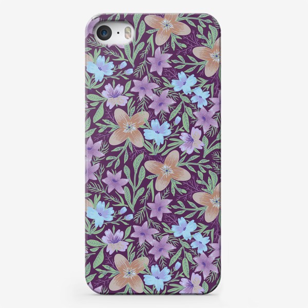 Чехол iPhone «Delicate Burgundy Floral Pattern»