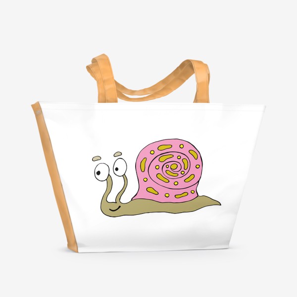 Пляжная сумка «Розовая улитка.»